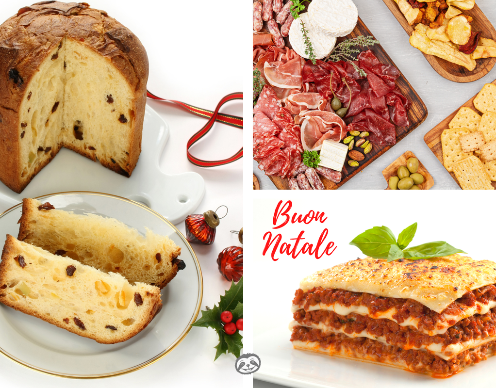 Picture Italian bread, salami, and lasagna